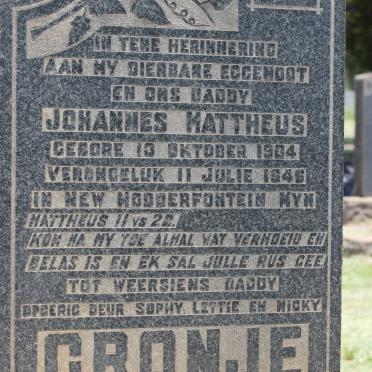CRONJE Johannes Mattheus 1904-1946