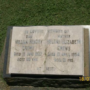 CREWS William Hendry -1937 &amp; Helena Elizabeth -1954