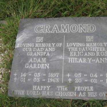CRAMOND Adam Garden 1897-1963 :: CRAMOND Hilary-Anne 1951-1954