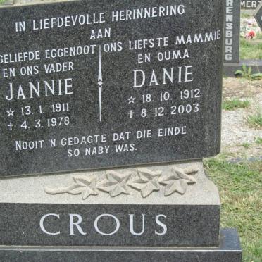 CROUS Jannie 1911-1978 &amp; Danie 1912-2003