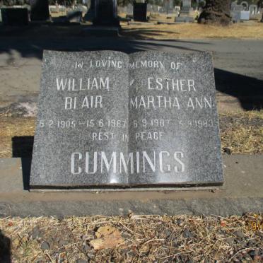 CUMMINGS William Blair 1905-1967 &amp; Esther Martha Ann 1907-1983