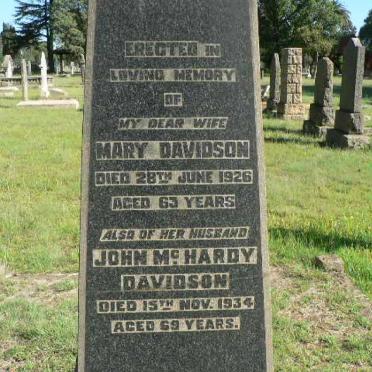 DAVIDSON John McHardy -1934 &amp; Mary -1926