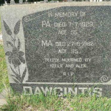 DAWGINTIS Pa -1929 &amp; Ma -1962