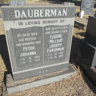 DAUBERMAN Peter Johanna 1918-1981 &amp; Eugene William Joseph Earchman 1919-1990