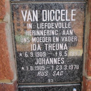 DIGGELE Johannes, van 1905-1978 &amp; Ida Theuna 1909-1993