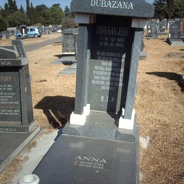 DUBAZANA Dingaan John 1950-2000 &amp; Anna 1961-2010