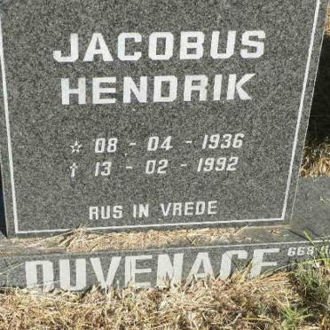DUVENAGE Jacobus Hendrik 1936-1992