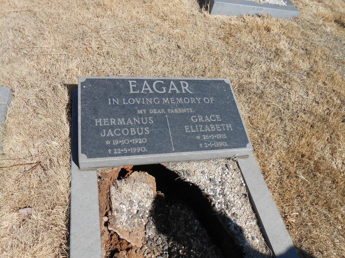 EAGAR Hermanus Jacobus 1920-1990 &amp; Grace Elizabeth 1916-1990