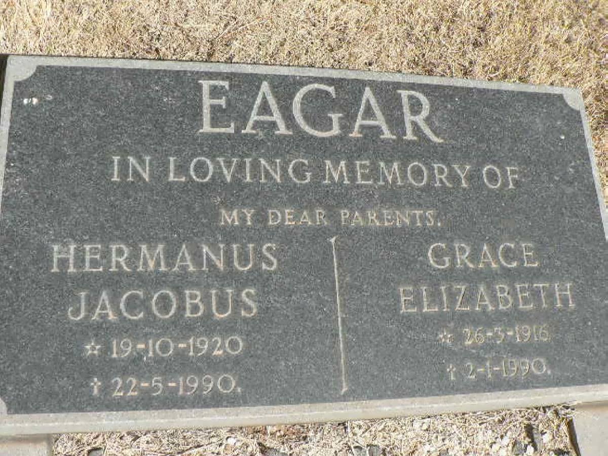 EAGAR Hermanus Jacobus 1920-1990 &amp; Grace Elizabeth 1916-1990