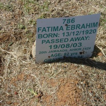 EBRAHIM Fatima 1920-2003