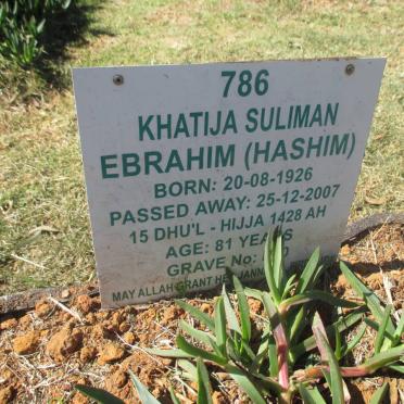 EBRAHIM Khatija Suliman nee HASHIM 1926 - 2007
