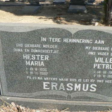 ERASMUS Willem Petrus 1932-1997 &amp; Hester Maria 1935-2007