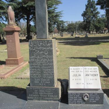 FARAH Said -1964 :: FARAH Lumya Said 1884-1943 :: ANTHONY Julia 1923-1978