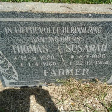 FARMER Thomas 1920-1960 &amp; Susarah 1925-1994