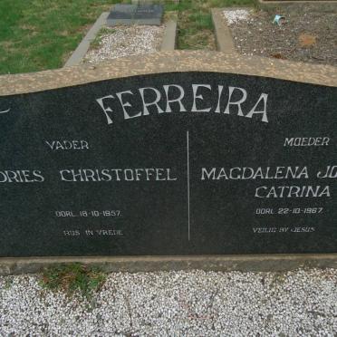 FERREIRA Andries Christoffel -1957 &amp; Magdalena Johanna Catrina -1967