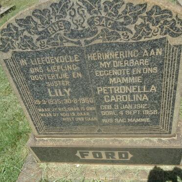 FORD Petronella Carolina 1912-1956 :: FORD Lily 1935-1950