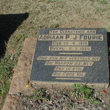 FOURIE Adriaan P.J. 1910-1926