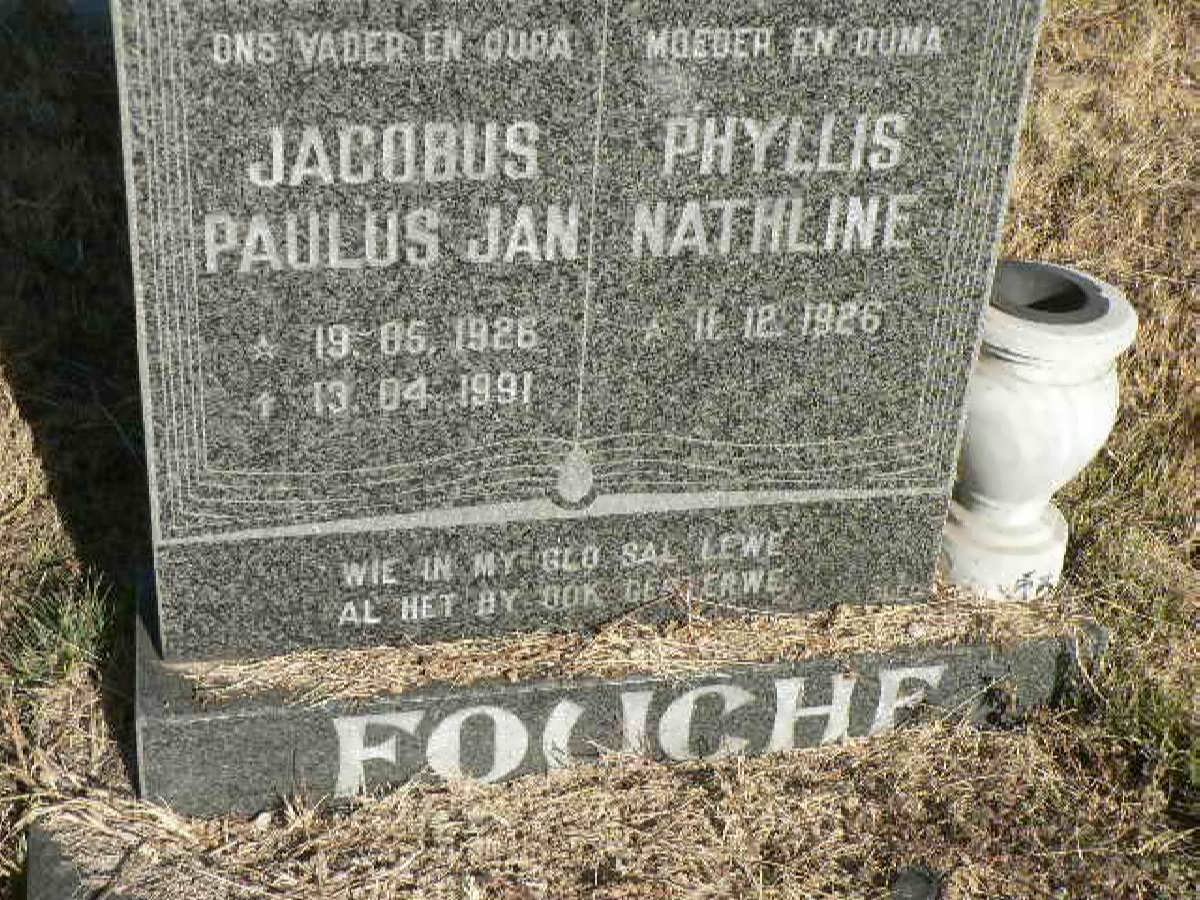 FOUCHE Jacobus Paulus Jan 1926-1991 &amp; Phyllis Nathline 1926-