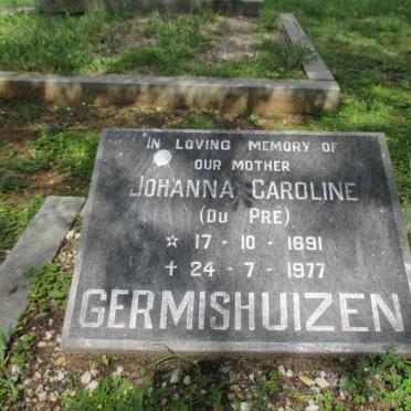 GERMISHUIZEN Johanna Caroline nee DU PRÉ 1891-1977