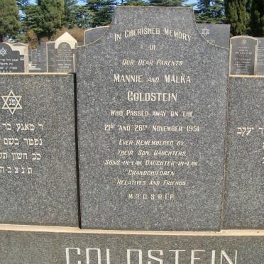 GOLDSTEIN Mannie -1951 &amp; Malka -1951