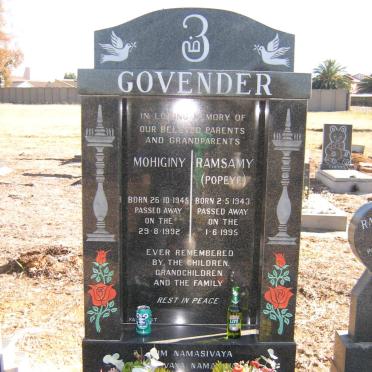 GOVENDER Ramsamy 1943-1995 &amp; Mohiginy 1945-1992
