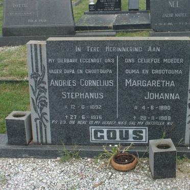 GOUS Andries Cornelius Stephanus 1892-1976 &amp; Margaretha Johanna 1890-1989