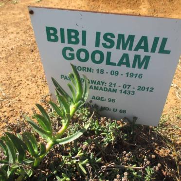 GOOLAM Bibi Ismail 1916-2012