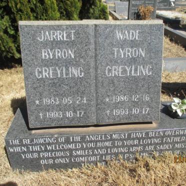 GREYLING Jarret Byron 1983-1993 :: GREYLING Wade Tyron 1986-1993