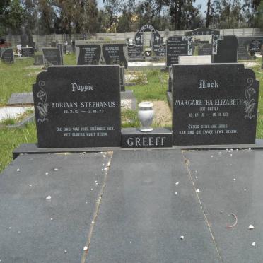 GREEFF Adriaan Stephanus 1912-1973 &amp; Margaretha Elizabeth DE BEER 191?-2003