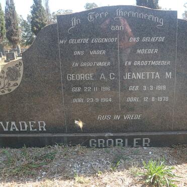 GROBLER George A.C. 1916-1964 & Jeanetta M. 1919-1978