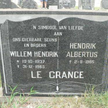 GRANGE Willem Hendrik, le 1937-1965 :: LE GRANGE Hendrik Albertus -1985