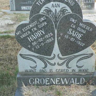 GROENEWALD Harry 1925-1983 &amp; Sarie 1922-