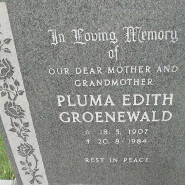 GROENEWALD Pluma Edith 1907-1984