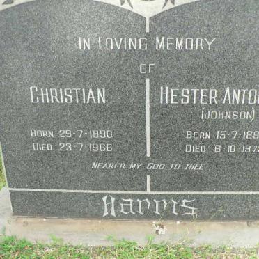HARRIS Christian 1890-1966 &amp; Hester Antonette JOHNSON 1893-1973