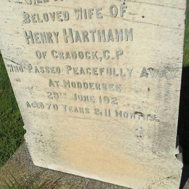 HARTMAN Mary Ann Eliza nee HEWSON -192?