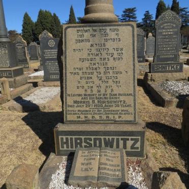 HIRSOWITZ Morris B. -1920