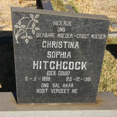 HITCHCOCK Christina Sophia nee GOUS 1898-1981