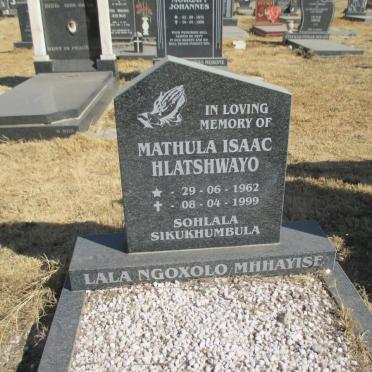 HLATSHWAYO Mathula Isaac 1962-1999