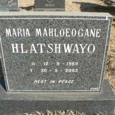 HLATSHWAYO Maria Mahloeogane 1969-2003