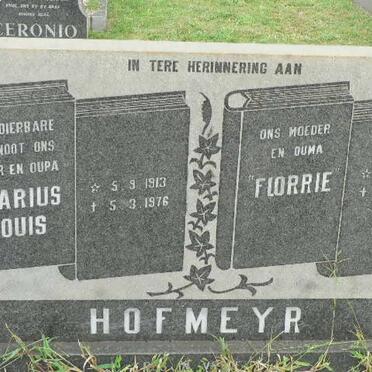 HOFMEYR Marius Louis 1913-1976 &amp; Florrie 1916-1978