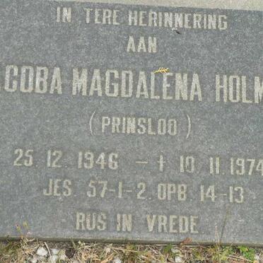 HOLMES Jacoba Magdalena nee PRINSLOO 1946-1974