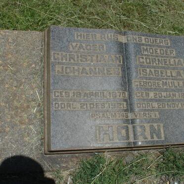 HORN Christiaan Johannes 1870-1921 &amp; Cornelia Isabella MULLER 1877-1941