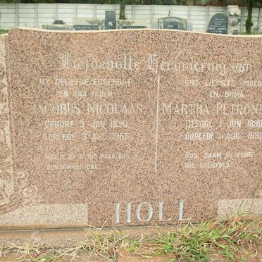 HOLL Jacobus Nicolaas 1890-1955 &amp; Martha Petronella 1890-1981