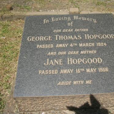 HOPGOOD George Thomas -1924 &amp; Jane -1956