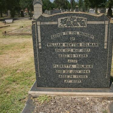 HOLMAN William Newton -1927 &amp; Floretta -1944