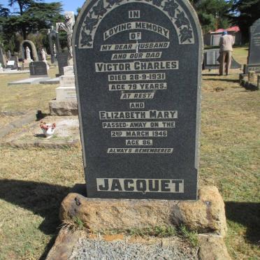 JACQUET Victor Charles -1931 &amp; Elizabeth Mary -1946