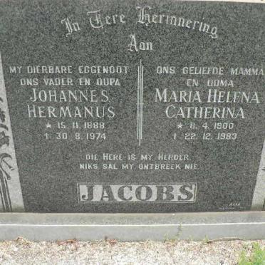 JACOBS Johannes Hermanus 1888-1974 &amp; Maria Helena Catherina 1900-1983
