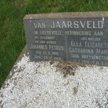 JAARSVELD Johannes Petrus, van 1919-1966 &amp; Ella Elizabeth Catharina Maria GREYVENSTEIN 1920-2007