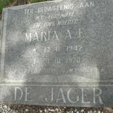 JAGER Maria A. F., de 1942-1970