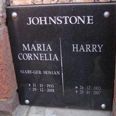JOHNSTONE Harry 1933-2007 &amp; Maria Cornelia HOMAN 1933-2001